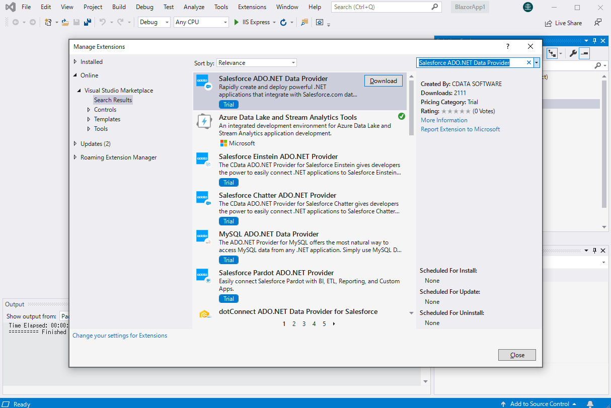 Blazor はADO.NET Provider の利用が可能