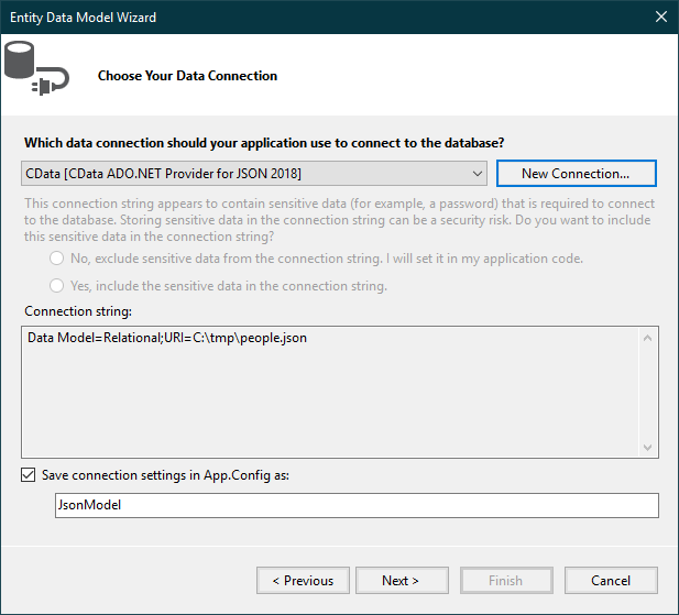 New Connectionを選択して新しい接続設定を作成