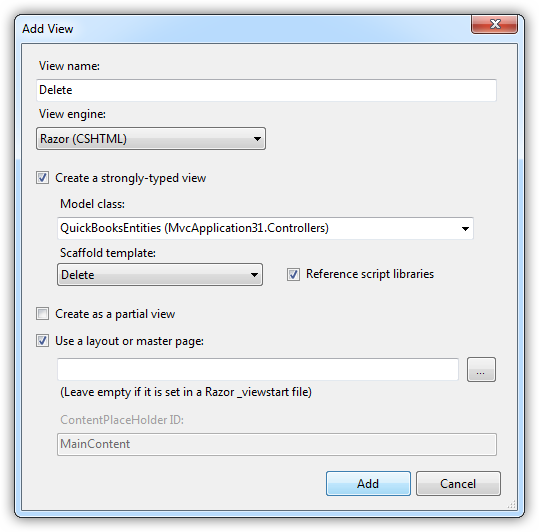 Settings for the HTTP GET Delete method. (QuickBooks is shown.)
