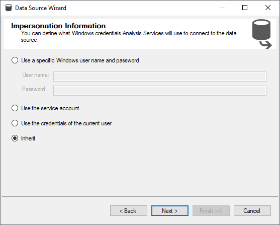 Setting the impersonation method.