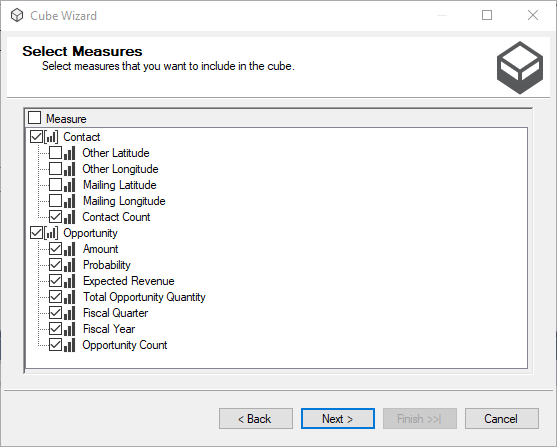 Selecting measures (Salesforce is shown).