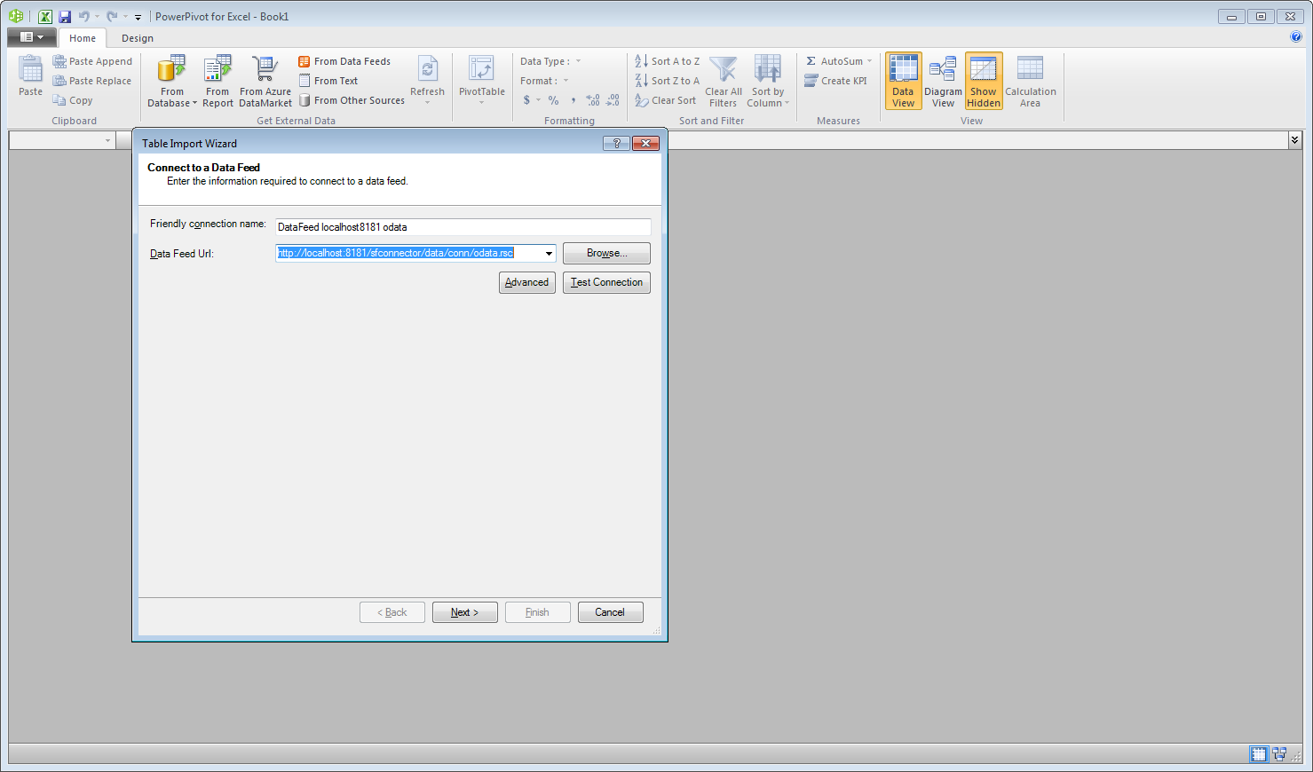 The URL of the OData endpoint for the API Server.(Salesforce is shown.)