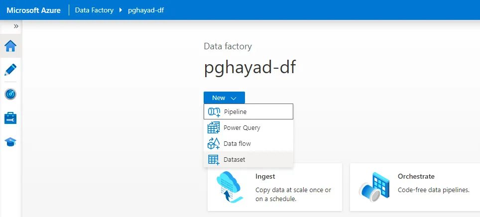 Creating new data factory