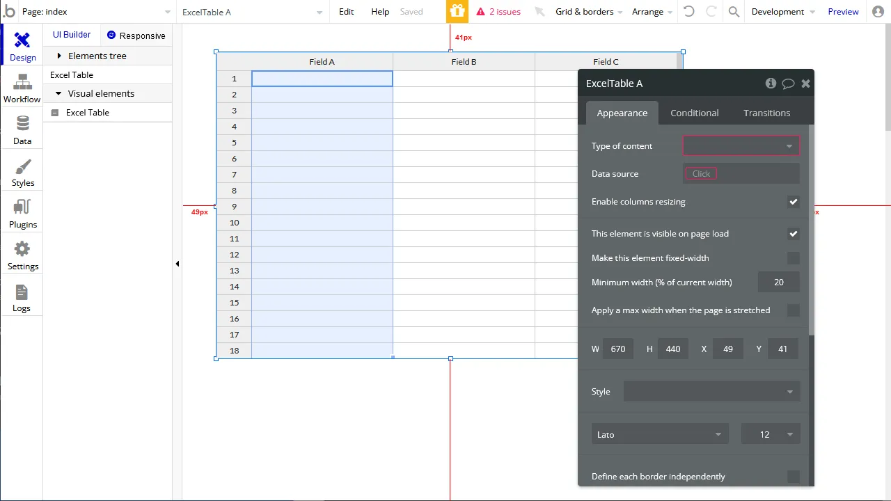 Excel Table をアプリに追加