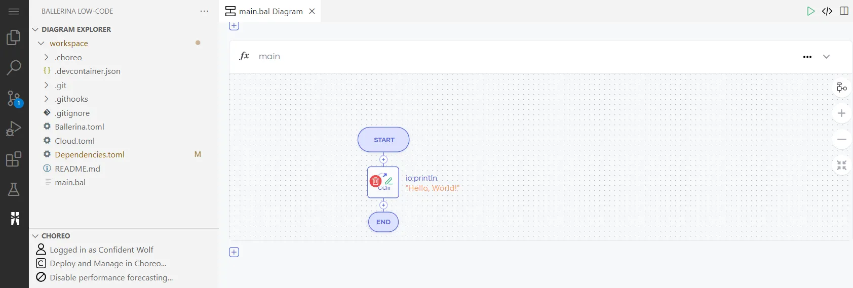 Showing Ballerina Low-Code IDE
