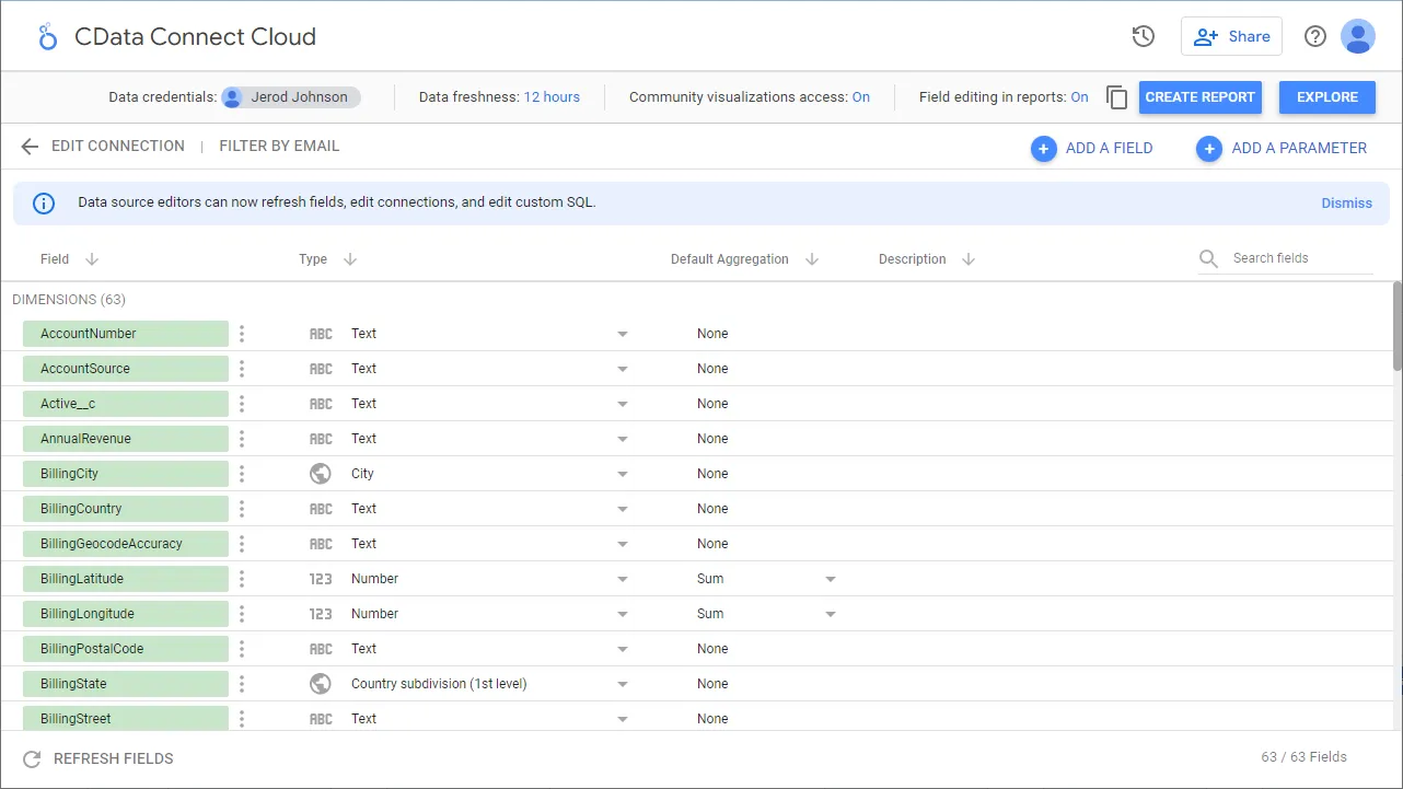 カラム定義の設定