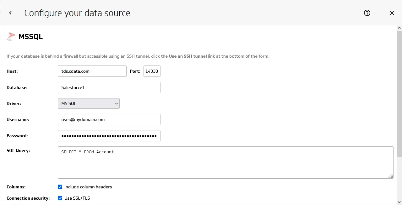 Configuring the connection to Connect AI.