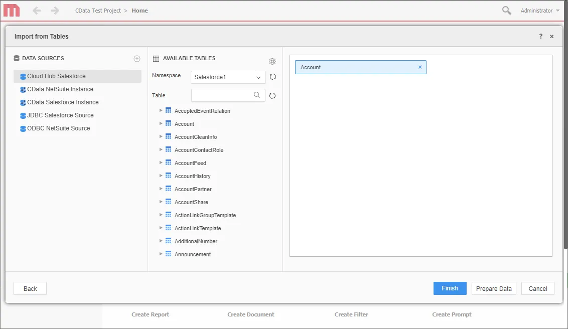 Select tables to insert.