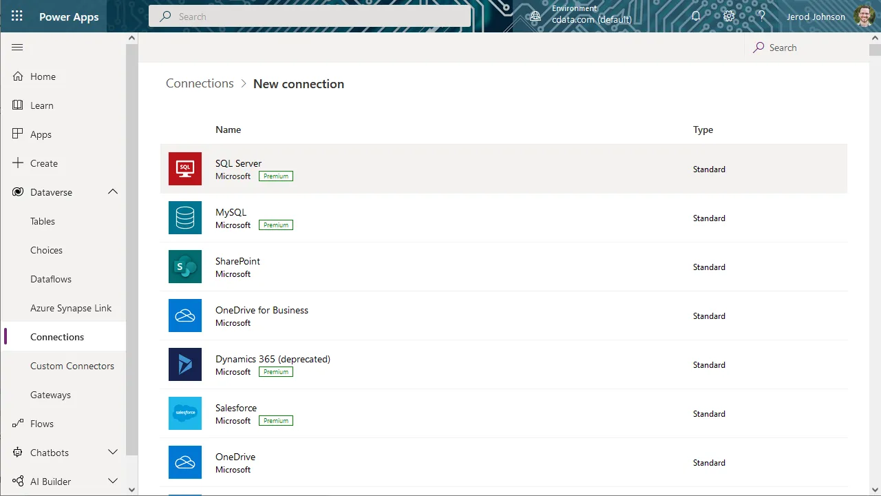 Creating a new SQL Server Connection