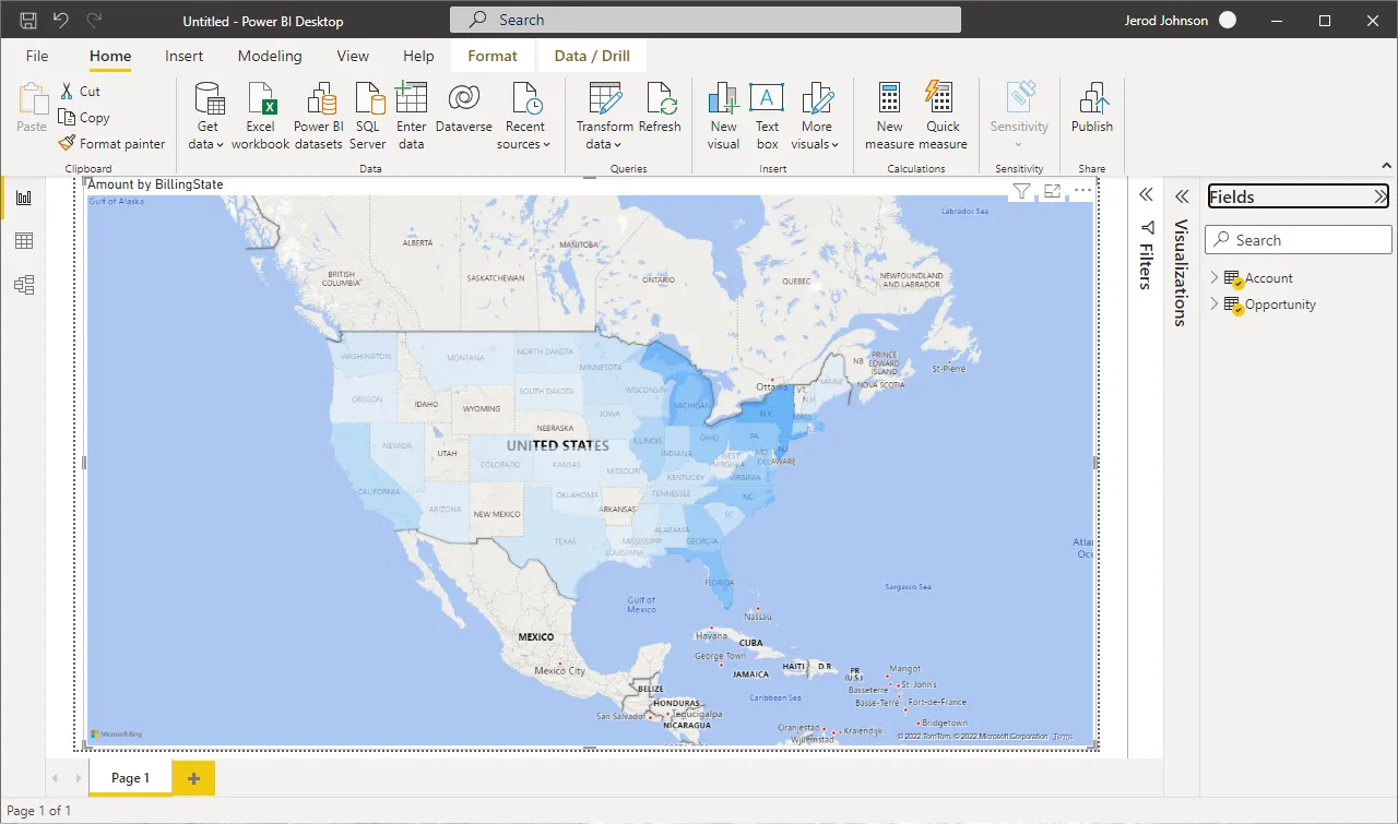 Visualizing data in Power BI （Salesforce データの表示）