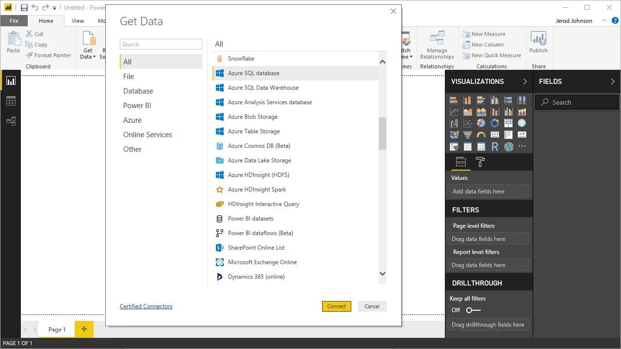 Create a new connection in Power BI