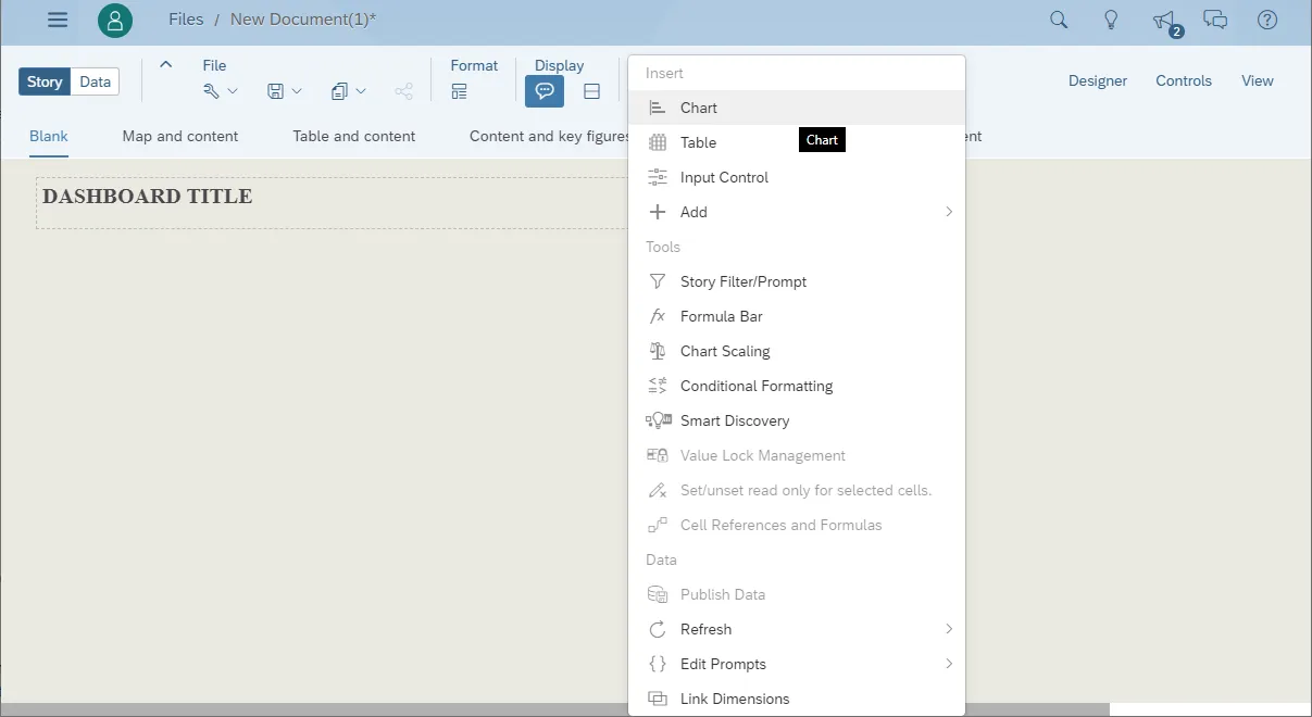 Inserting a visualization
