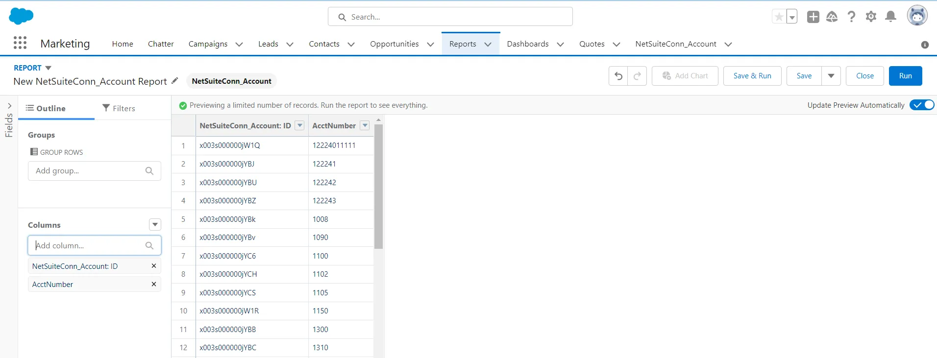Reporting on external objects from Salesforce （NetSuite の例）