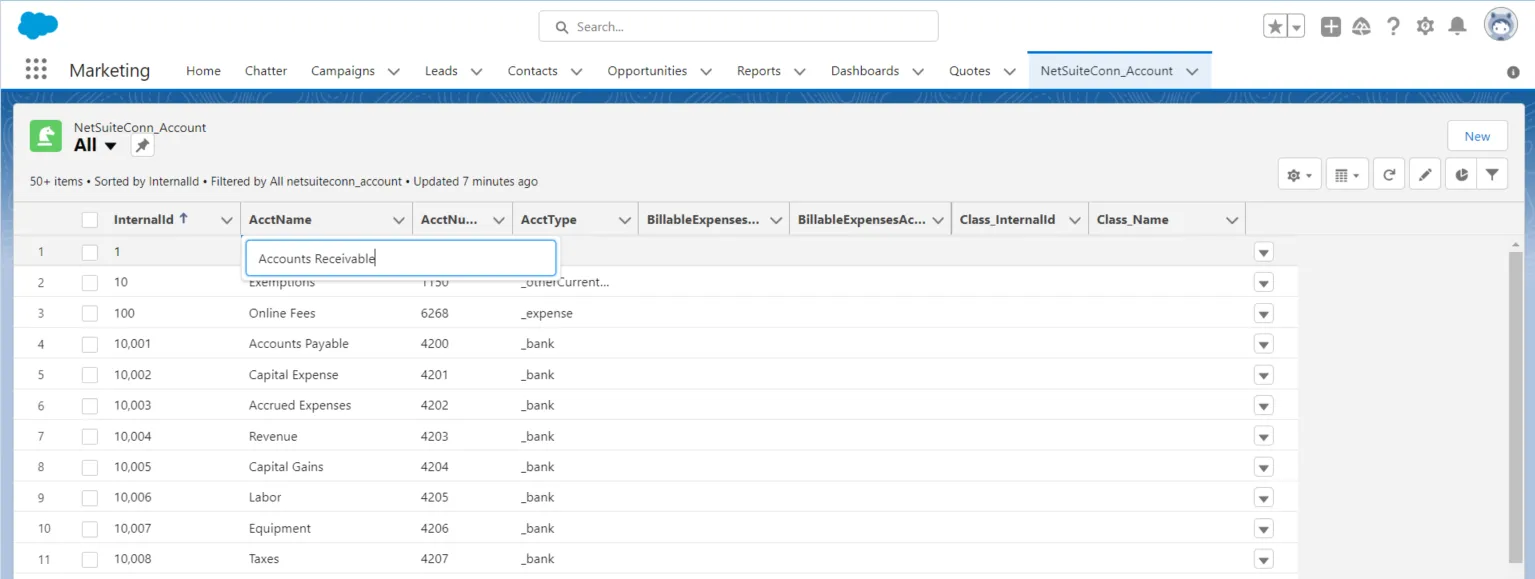 Editing external objects from Salesforce （NetSuite の例）