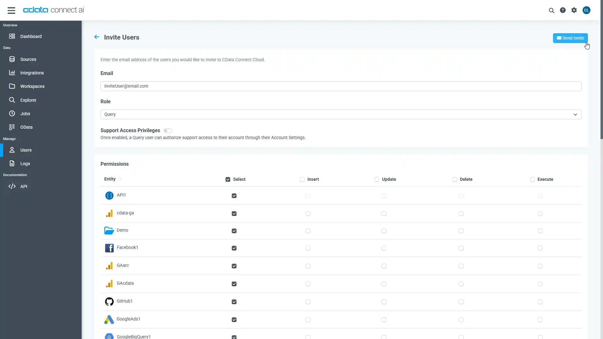 新しいユーザーを招待