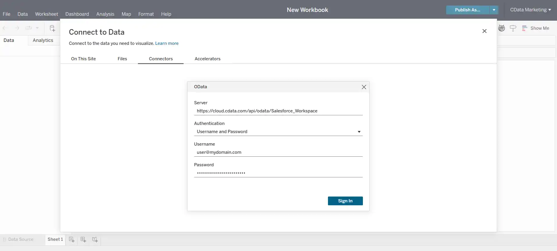 データベースとテーブルを選択