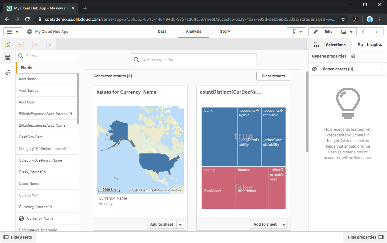 Generating insights on live data (NetSuite is shown.)