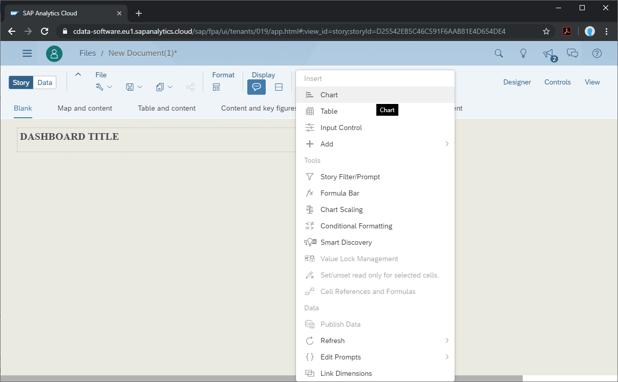Inserting a visualization