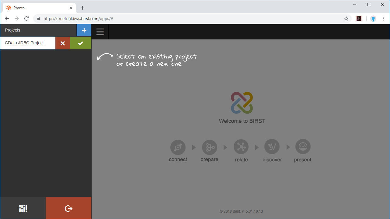 Create a new Project in Birst