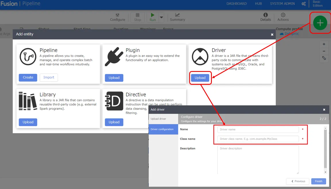 JDBC Driver をCloud Data Fusion にアップロード