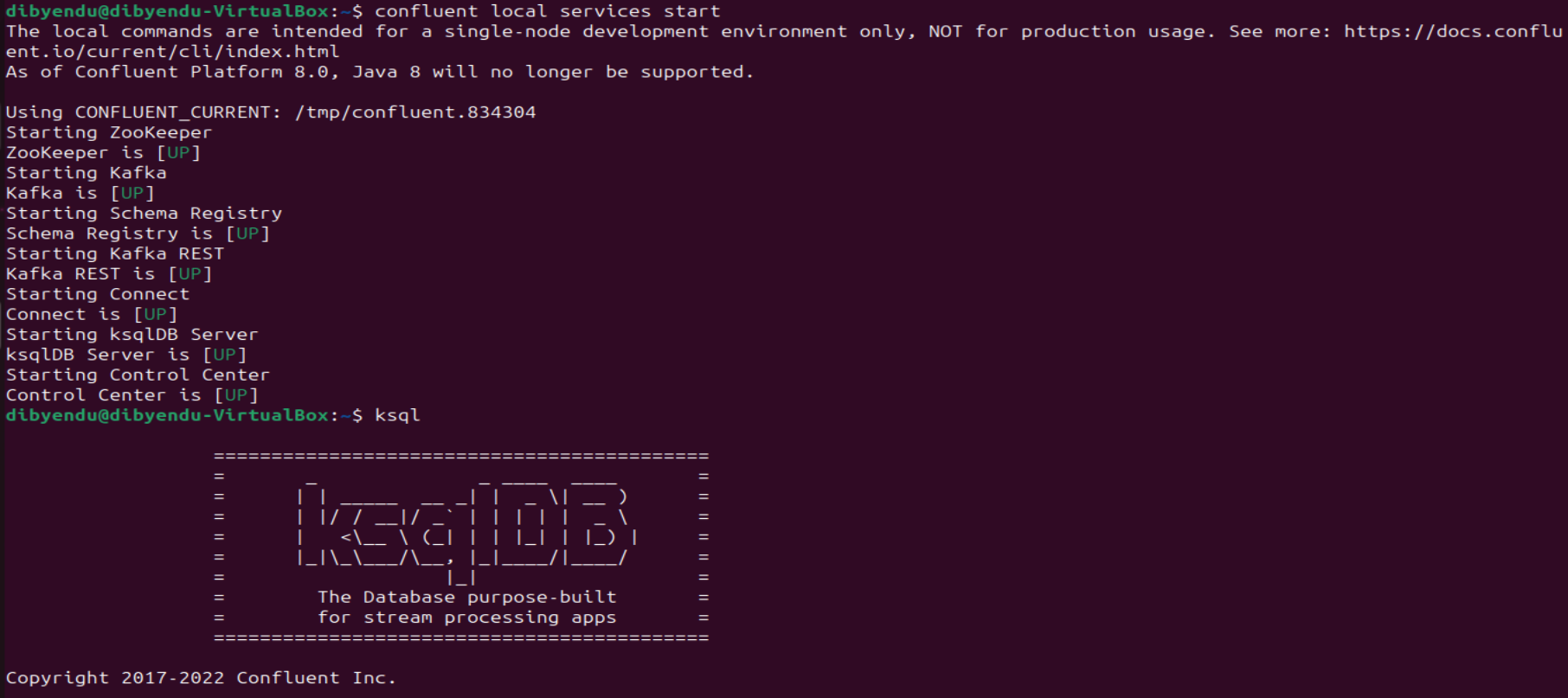 Confluent ローカルサービスを起動