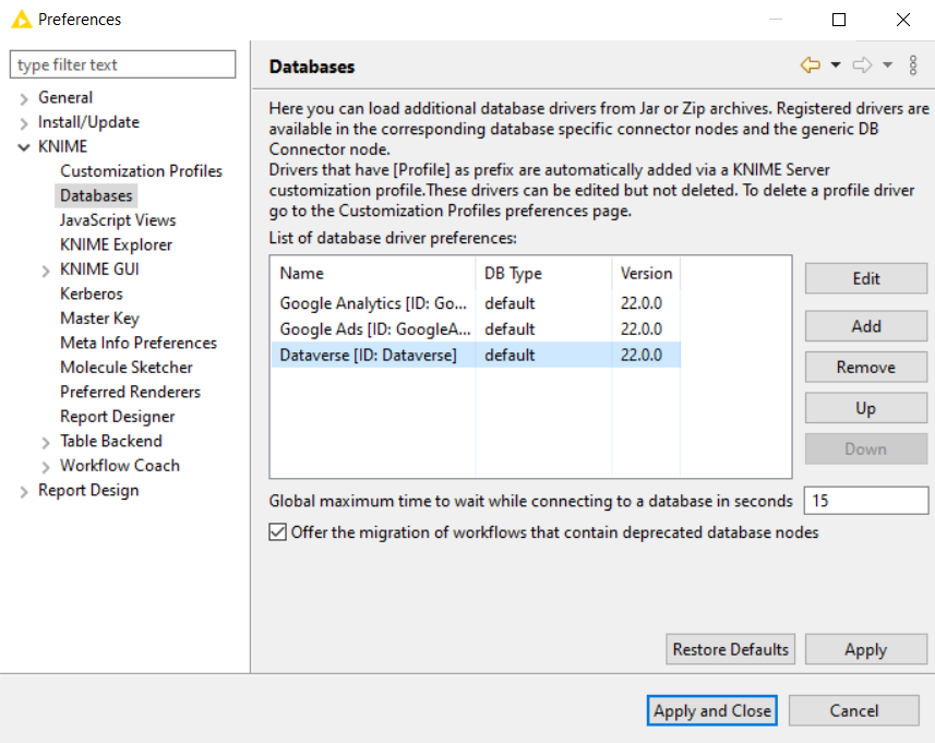 CData ドライバーがKNIME ワークフローに追加。