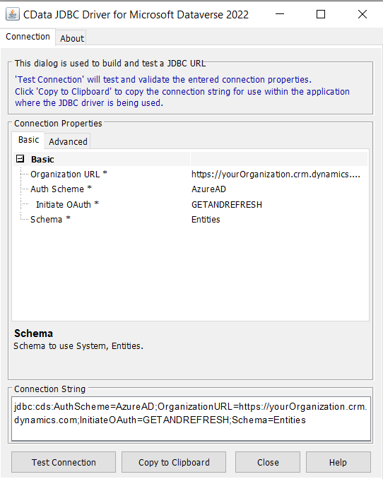 接続プロパティをCData ドライバーに追加。