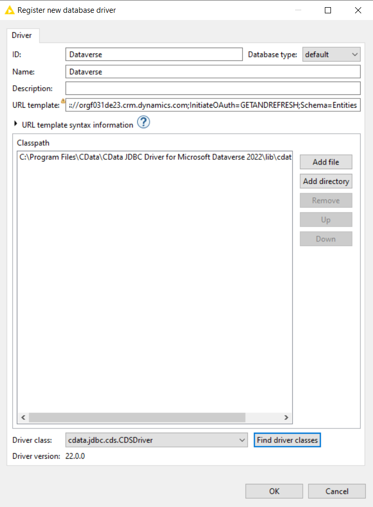 KNIME ワークフローに新しいデータベースCData ドライバーを登録。