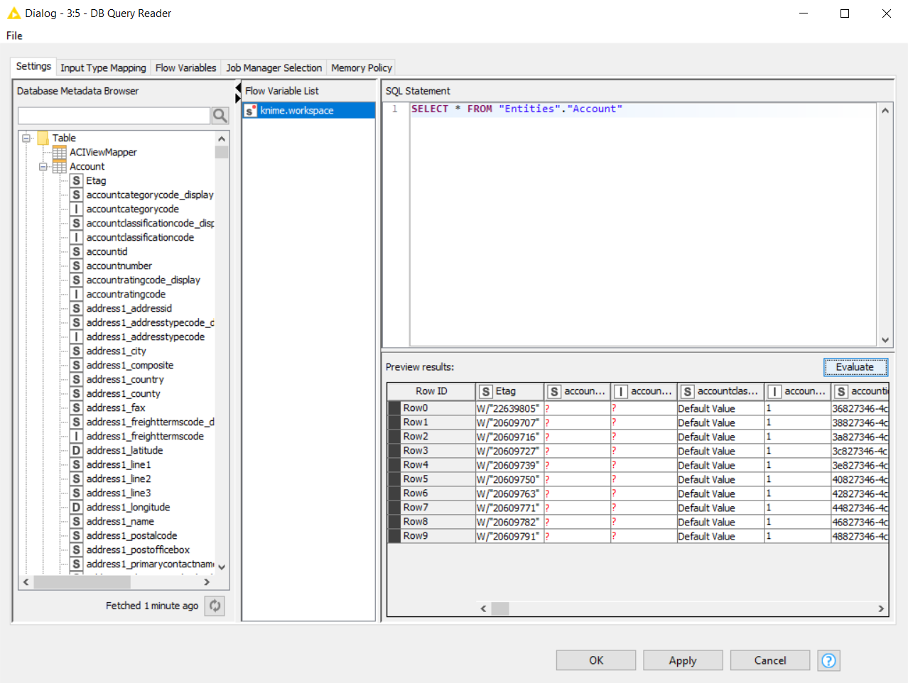 DB Query Reader でメタデータを読み込む