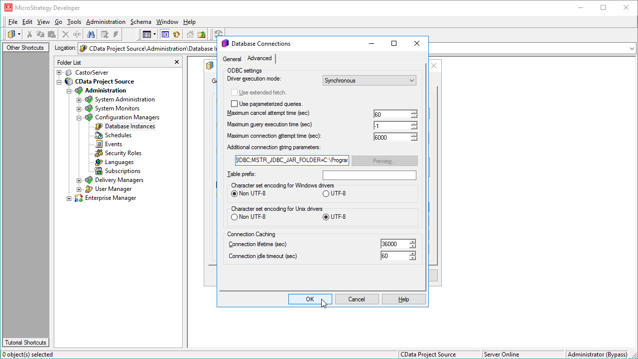 Configuring the connection toSage 300 のデータusing JDBC.