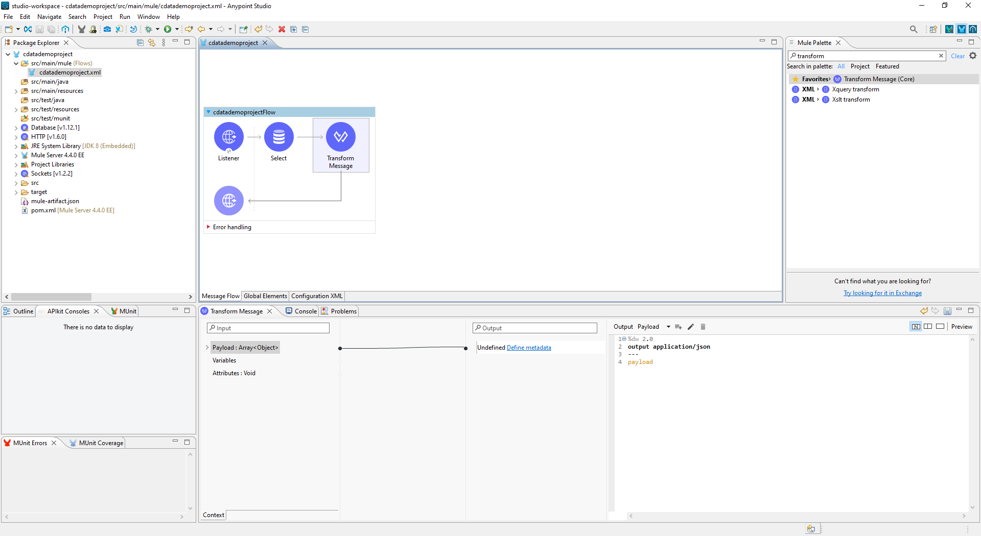 Transform Message コンポーネントをフローに追加