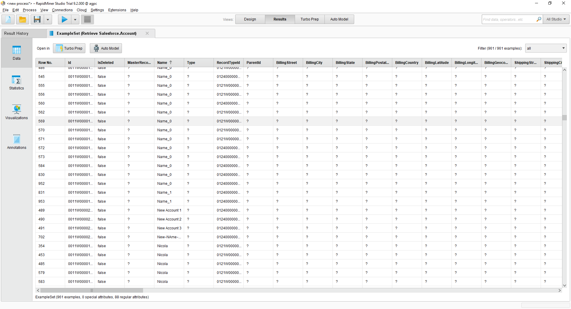 The results of the Retrieve operation.(Salesforce is shown.)