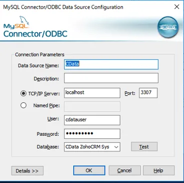 MySQl ODBC にSQL Gateway への接続を設定。