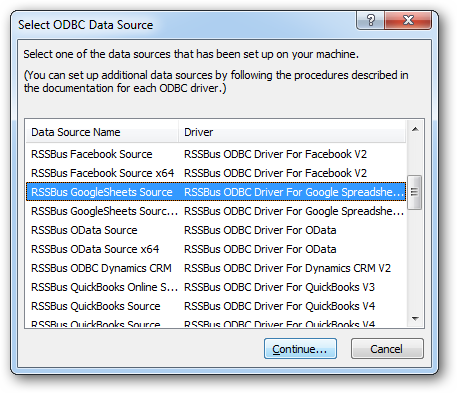 CData ODBC Data Sources to be added to a FileMaker Pro database.
