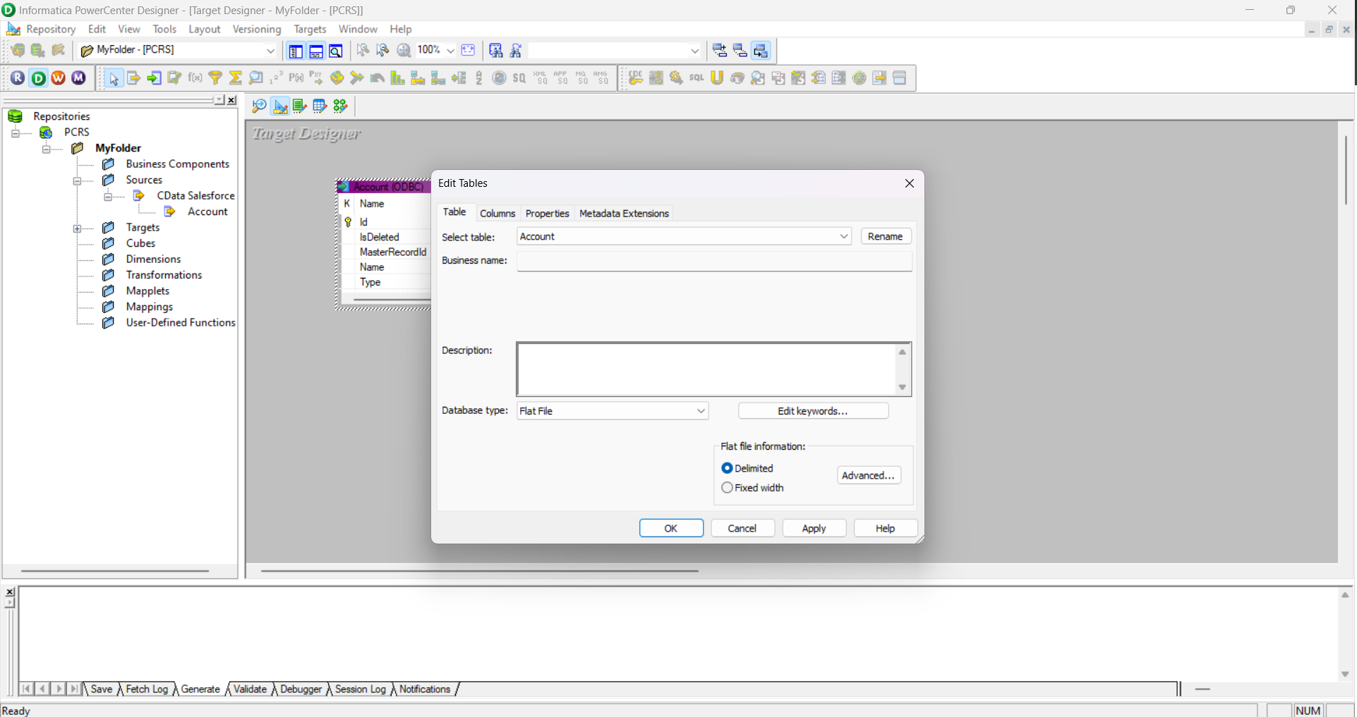 Link columns from source to target.