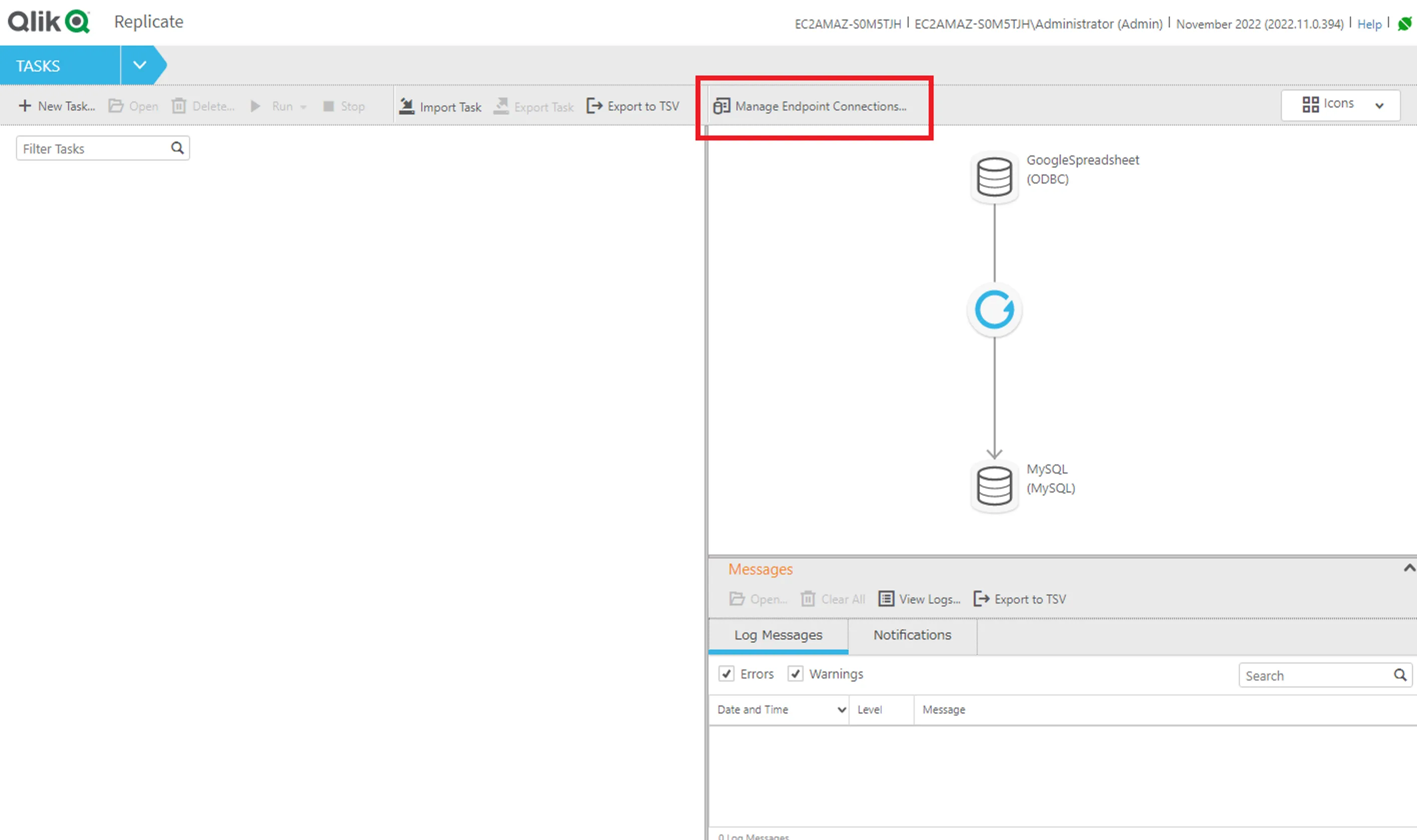 データソースをQlik Replicate に追加
