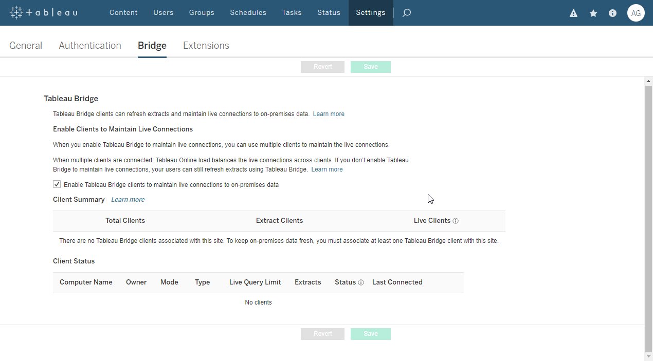 Tableau Cloud でのTableau Bridge 設定