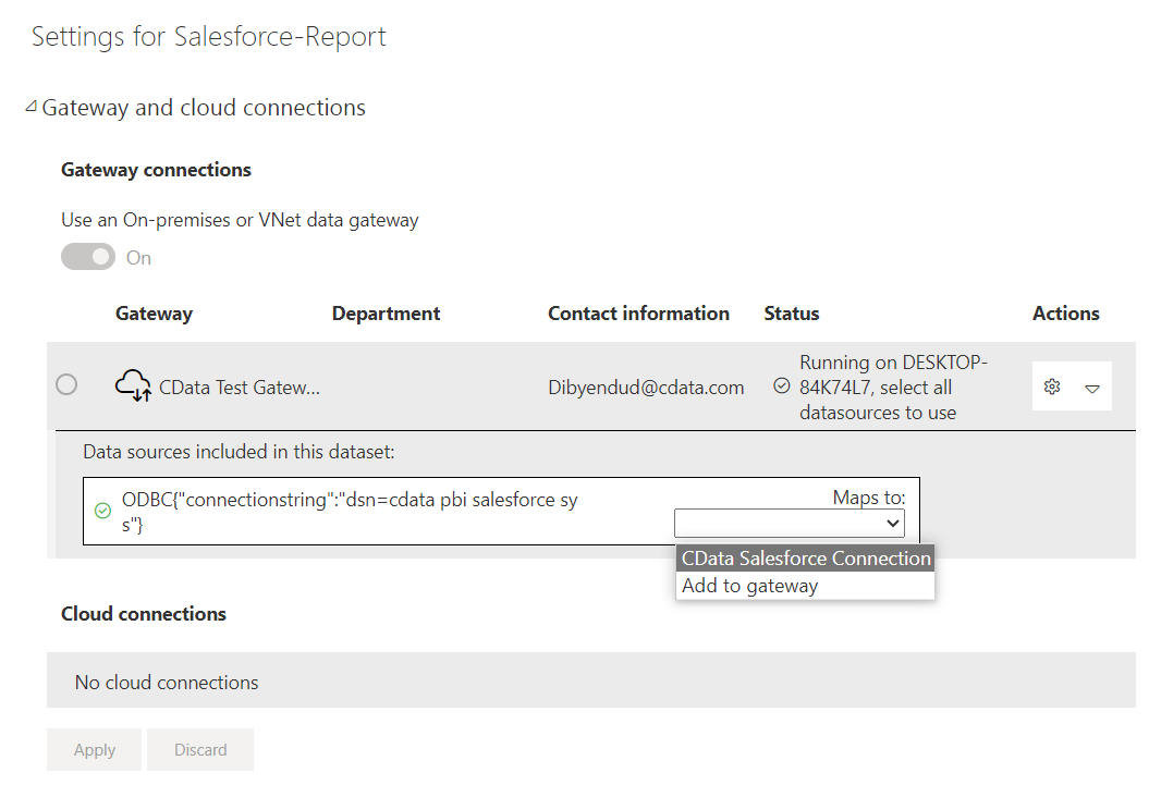 データソース接続にマッピング。