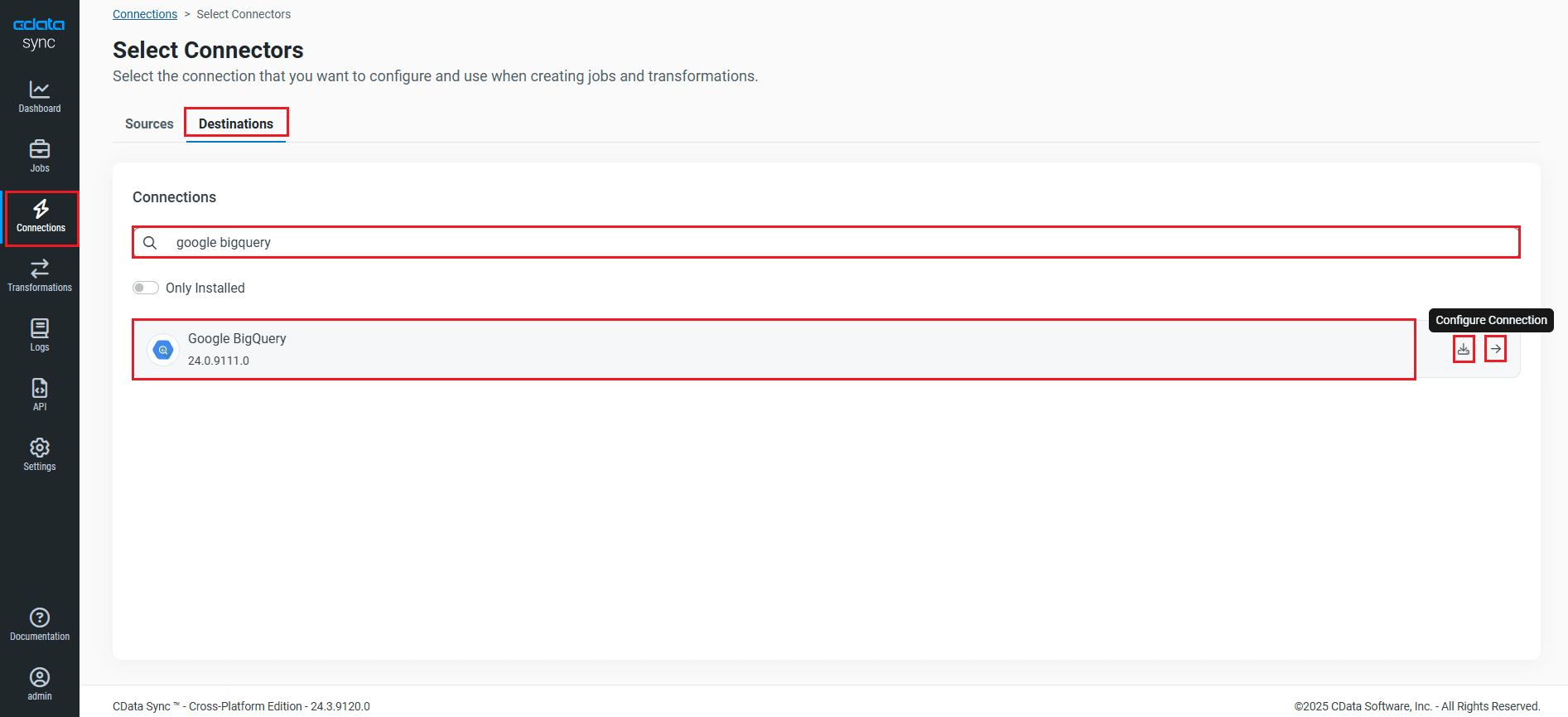 同期先コネクションの接続。