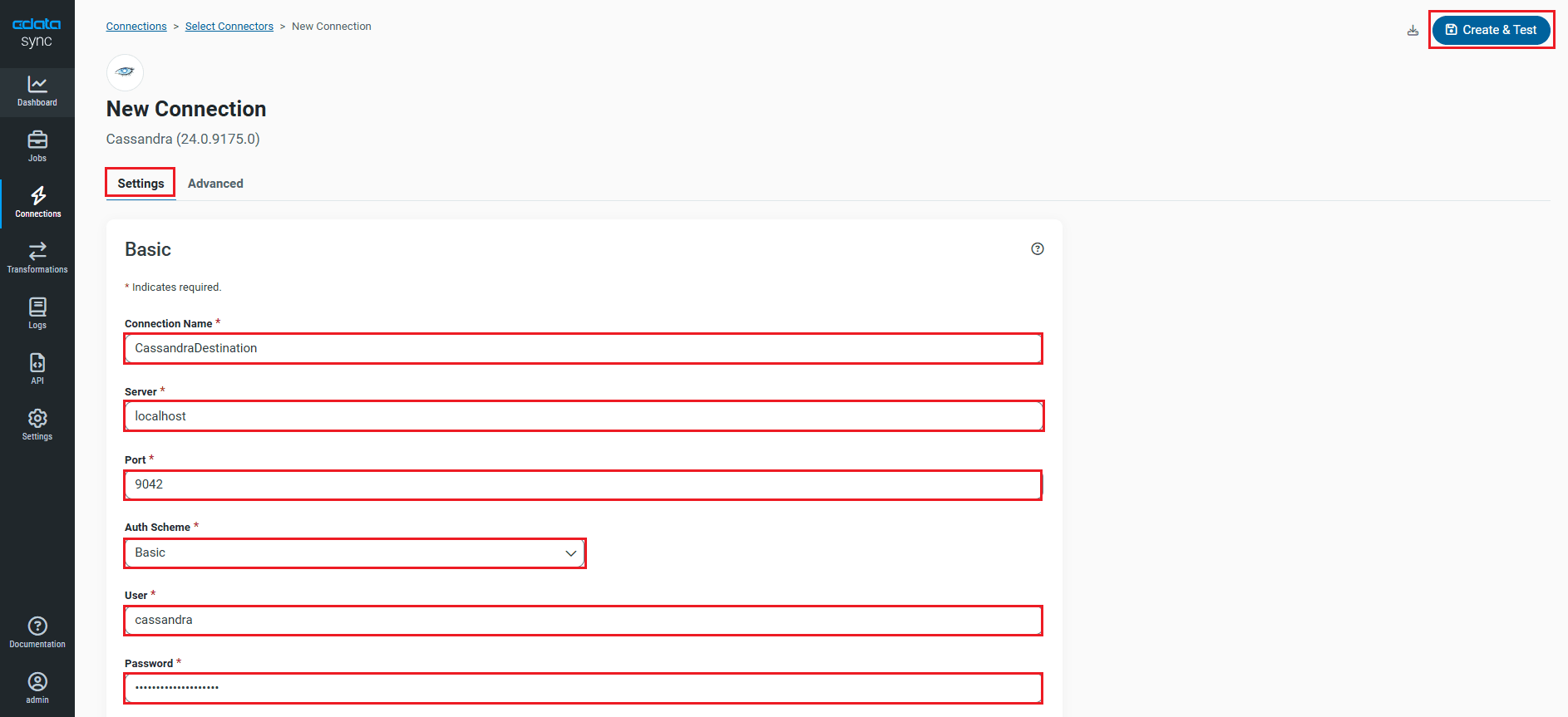 同期先の設定。