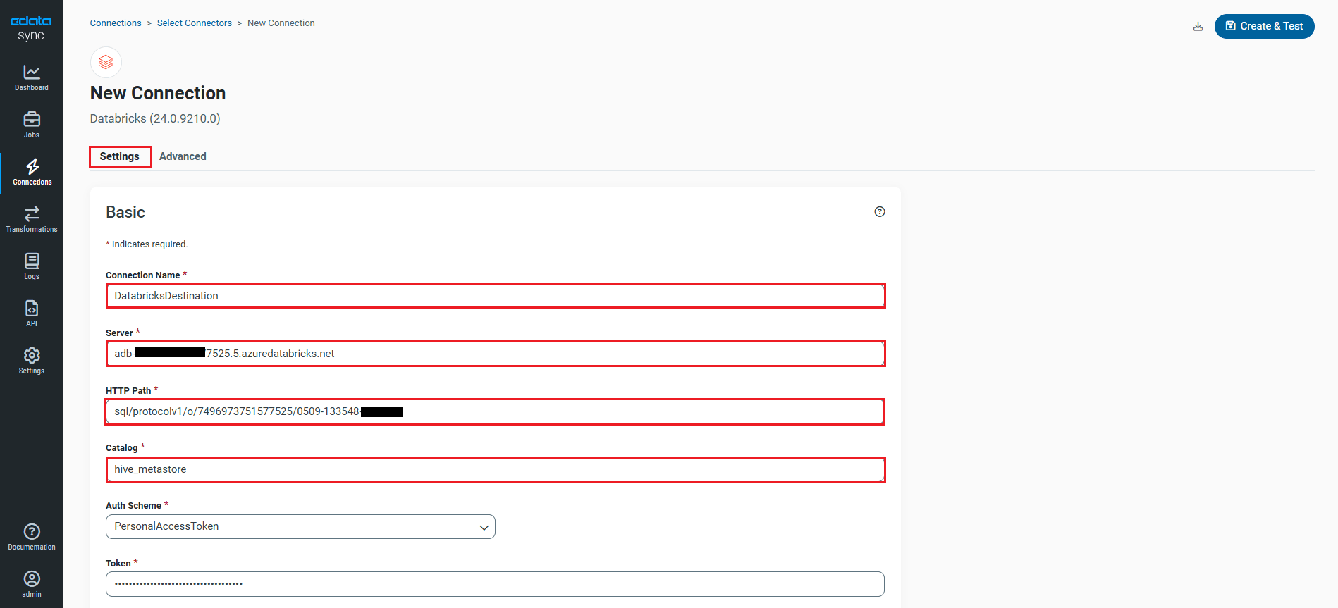 同期先接続の設定
