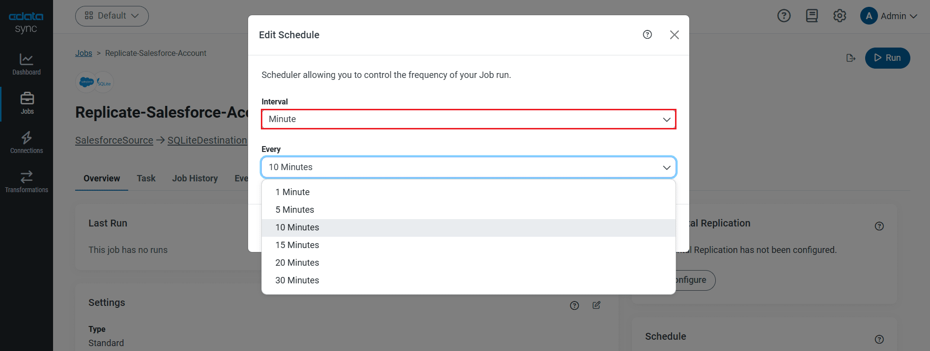 レプリケーションのカスタマイズ設定。
