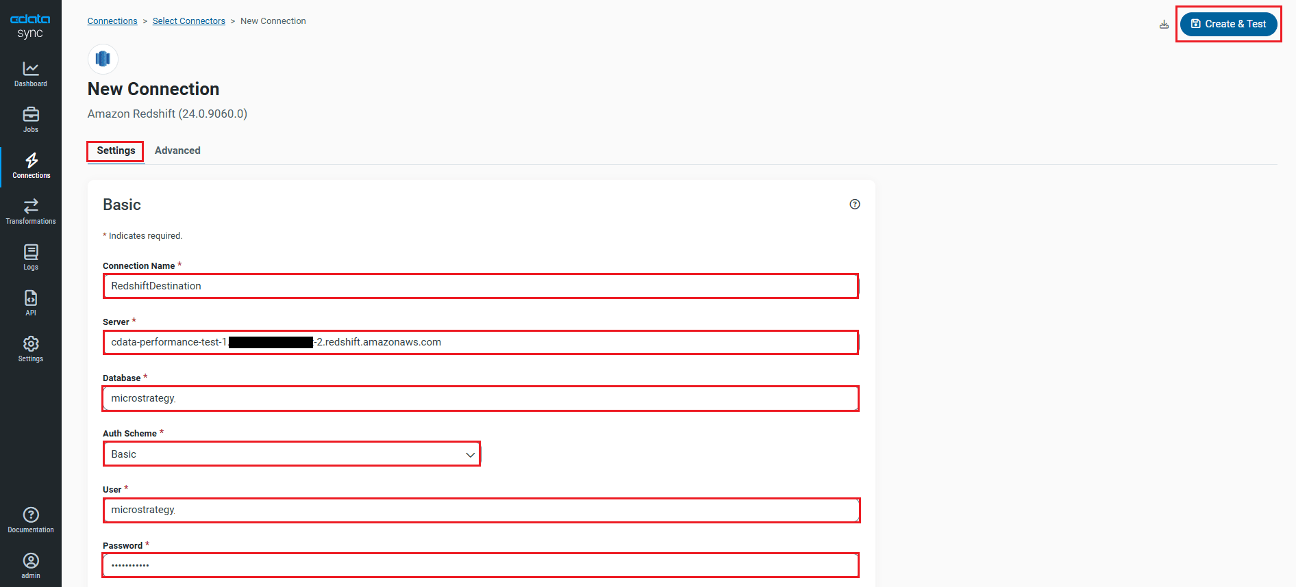 同期先接続のテスト