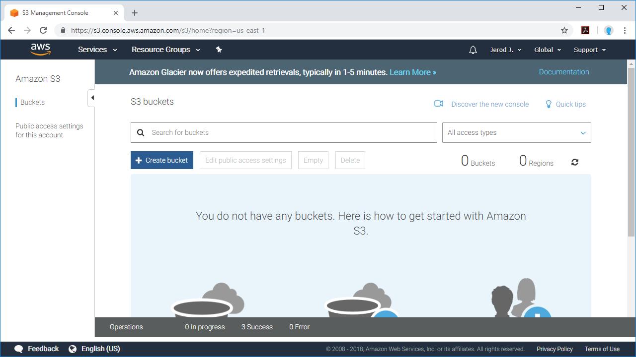 Amazon S3 をDestination に選択