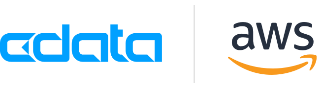 Logo of CData and AWS separated by a vertical line